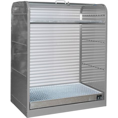 Bauer Gefahrstoff-Rollladenschrank RSG-2, mit verzinktem Gitterrostboden, max. 6x 60-l-Fässer, Mausgrau