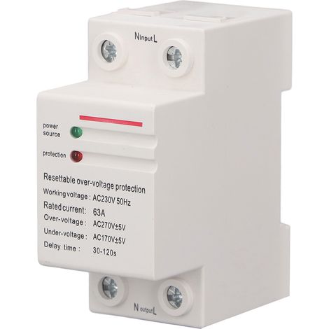 Einphasiger 220-240V 63A Überspannungs- und Unterspannungsschutz, DIN-Schiene, automatische Rückstellung, integrierter Stromtimer. (1/5)