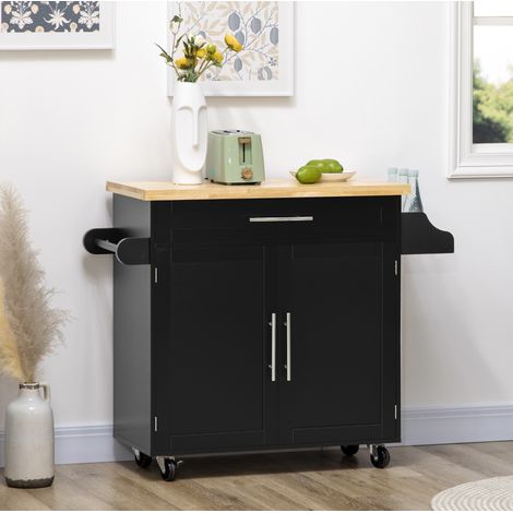 Aufbewahrungsmöbel Schrank Rollwagen 109x40x89 Schwarz OKMYHOME (1/4)