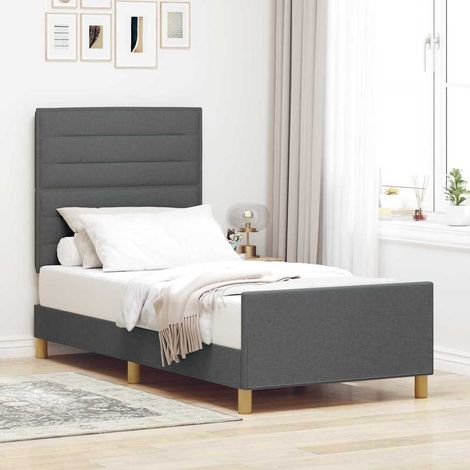 vidaXL Bettgestell mit Kopfteil Dunkelgrau 80 x 200 cm Stoff (1/5)