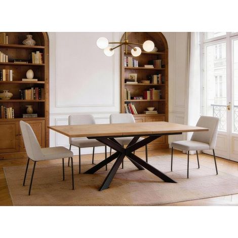 Table à manger extensible couleur bois 10 personnes 160-200 cm