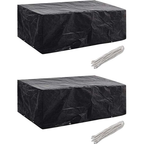 vidaXL Funda de muebles de jardín 2 uds set ratán 8 personas 8 ojales (1/5)