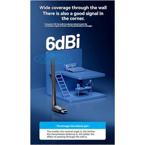 Adaptateur sans fil AC650 WiFi5 5G et 2,4G, clé USB sans fil (1/5)