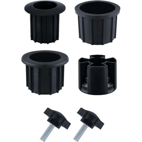 6-teiliges Set mit Schirmständerteilen, Sonnenschirmfuß-Zubehör mit Spanndraht und Knopf, schwarzes Zubehör für Terrassentische, Balkone und Gärten (Schwarz) - Crezuo