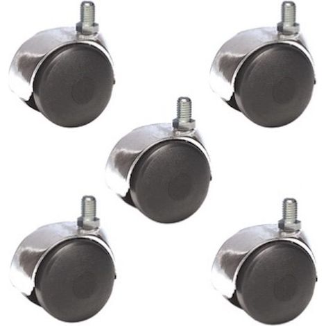 Lot de 5 Roulettes pivotantes JUMELÉE pour FAUTEUIL CHROMÉE diamètre 50 mm à tige filetée M8x15