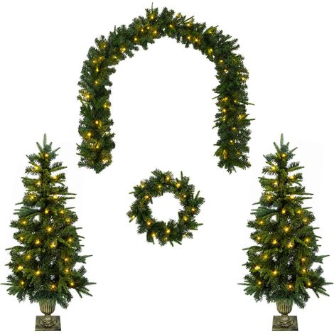 Set de mini árboles de Navidad 120 cm 275 LED Blanco Cálido vidaXL (1/5)