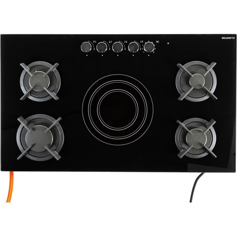 Klarstein Placa de gas combinada MultiChef 5 gas/vitrocerámica, 5 zonas