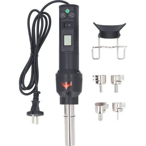 Pistolet à Air chaud 700W, température et débit d'air réglables, écran LCD, chaleur avec support, 4 buses en acier interchangeables, prise ue (1/3)