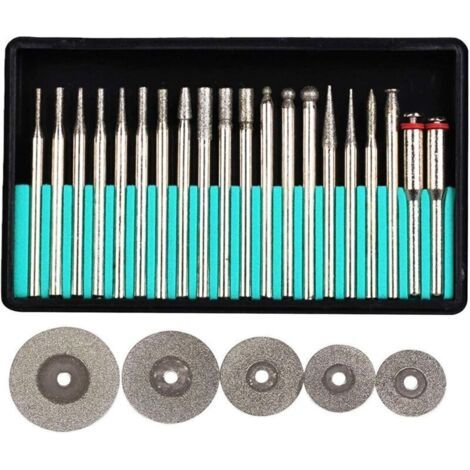 Mini disque à tronçonner diamanté Ensemble de fraises diamantées Assortiment de fraises diamantées Ensemble de broches de forage pour Dremel, Proxxon Multi-Tools - Outils rotatifs à tige de 3 mm (1/5)