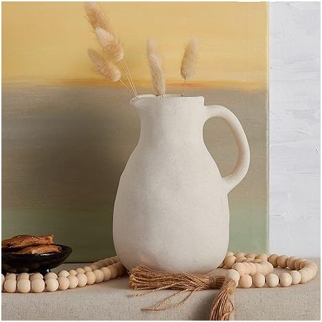 Vase en Céramique, Grand Vase à Fleurs Blanc, Décoration Vase de Table Moderne, Vase Décoratif de Haute Qualité, pour Maison, Fête, Centre de Table de Mariage(21cm) (1/5)