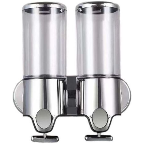 Lot de 2 distributeurs de savon mural de 500 ml - Distributeur de savon manuel pour désinfectant - Distributeur de shampooing et de gel douche pour toilettes, salle de bain, cuisine, hôtel, bureau (1/4)