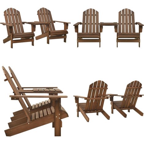 Chaises de jardin Adirondack avec table bois de sapin marron - Chaise Adirondack - Table de jardin (1/5)