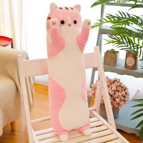 Oreiller en peluche en forme de chat - Marque - Modèle - Doux - Mignon - Rose - 50cm-Ywey (1/2)