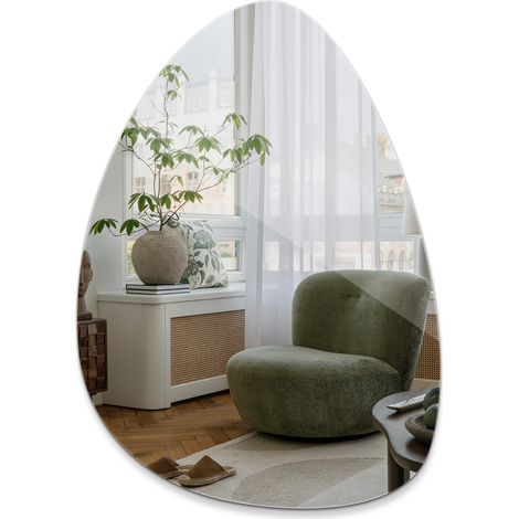 Miroir Mural Organique 50x70 cm Forme Irrégulière Moderne Sans Cadre Décoration Murale pour Salon Chambre Entrée (1/5)