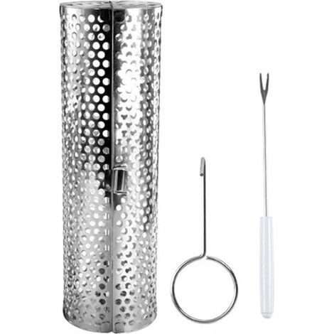 Panier rotatif en acier inoxydable pour barbecue extérieur, portable avec crochet et fourchette une cuisson pratique exposition uniforme à la chaleur (XL) - XL (1/5)