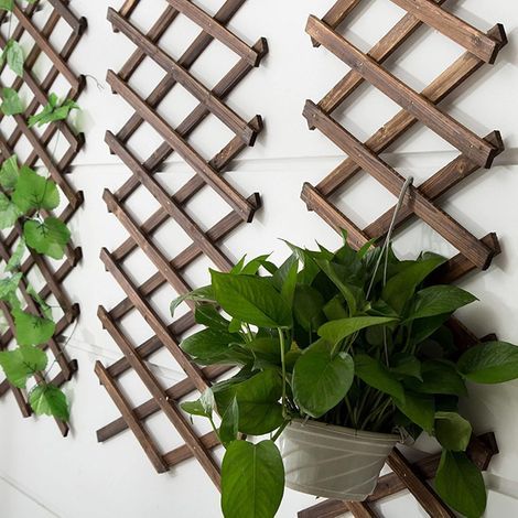 AIDUCHO Juego de 2 celosías de jardín de madera natural - Ancho ajustable hasta 200 cm - Para dormitorio, jardín, uso exterior y decoración (1/4)