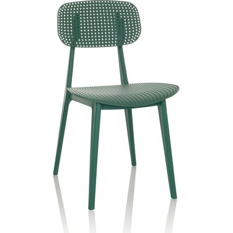 Chaise visiteur / chaise de jardin ARTIFO HOL Plastique vert hjh OFFICE (1/5)