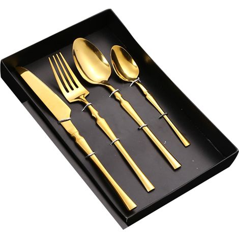 Couverts Occidentaux En Acier Inoxydable - Set De 24 Pièces Avec Boîte Cadeau - Noir Blanc Rouge Bleu Vert (1/5)