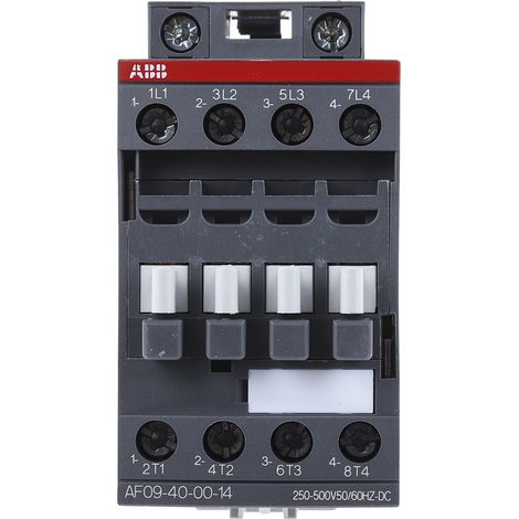 Contacteur ABB série AF09, 4 pôles , 4 N/O, 25 A, 250 - 500 V CA/CC., 4 kW ( Prix pour 1 ) (1/3)