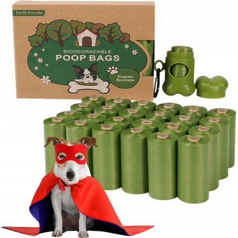 Sacchetti biodegradabili per escrementi di cane, sacchetti organici per escrementi + custodia, 360 pezzi (1/4)