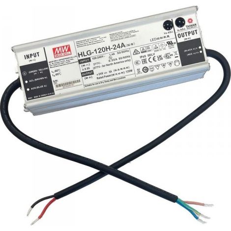 MW MEAN WELL HLG-120H-24A Alimentatore Led Driver CC CV 120W 24V 5A IP67 Input 220V 110V