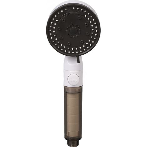 Pommeau de douche multifonctionnel à pression, 10 modes, interface filetée 1/2 po, tuyau de 1,5 m, base rotative à double crochet, 4 éponges filtrantes argentées (1/5)