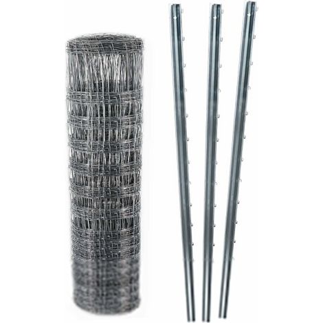 50m Wildzaun Forstzaun Knotengeflecht 150/12/30+ Z-Profil Zaunpfosten (1/5)