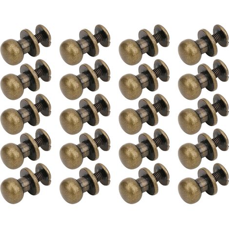 Lot de 20 rivets à tête ronde en cuivre 9x8mm pour la fabrication d'accessoires de chaussures en cuir (bronze antique 9x8mm) (1/5)