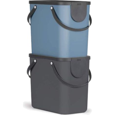 Poubelle Cuisine Tri Selectif 2 x 25 L Anthracite et Bleu (1/5)