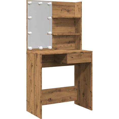 Dressing Table with LED Artisan Oak 74.5x40x141 cm vidaXL