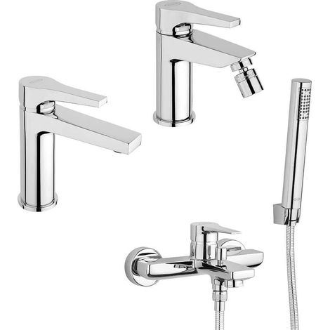 Set miscelatori lavabo + bidet + gruppo vasca Jacuzzi  rubinetteria Moonlight ottone cromato per piletta click clack (1/5)