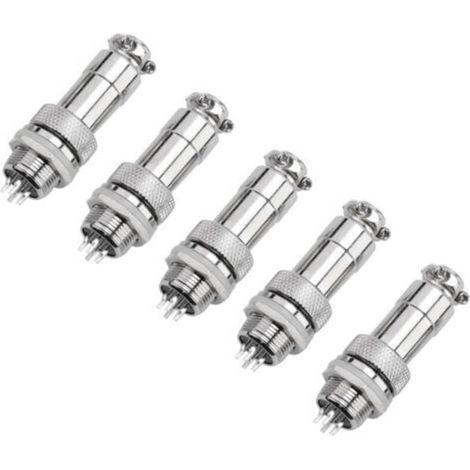 Lot de 5 connecteurs GX12 4 broches mâle/femelle pour panneau métallique, type prise aviation.