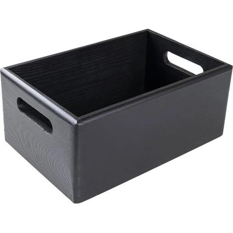 Cassetta Legno Con Manici 30x20x13 cm - Nera