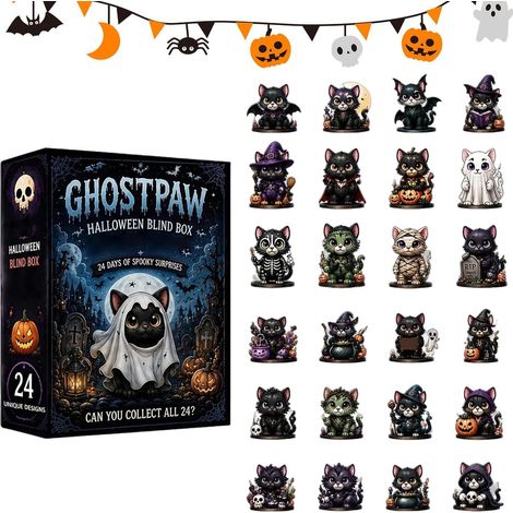 Calendrier De L'Avent Halloween Chat Mignon En Acrylique 2D À Collectionner (1/5)
