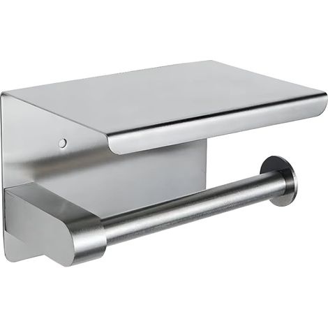 Porte-papier toilette avec étagère, acier inoxydable brossé, porte-papier toilette, porte-papier toilette mural pour salle de bain — acier inoxydable brossé argenté (1/5)