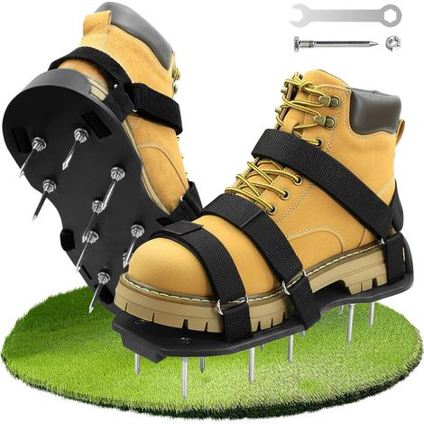 1 Paire Chaussures Aérateur, Pointes 5,5cm, Sangles Réglables, Pour Pelouse, Jardin, Cour (1/5)