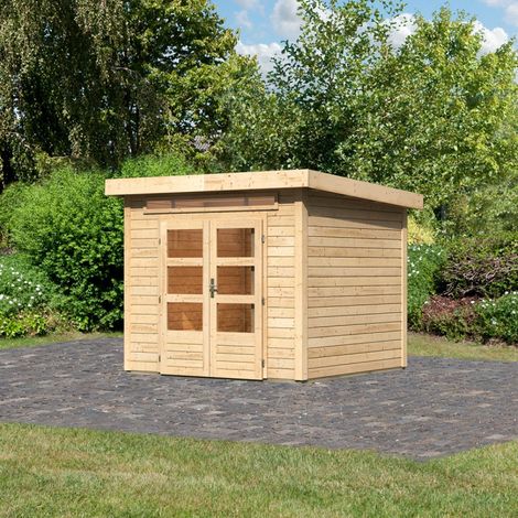 Abri de Jardin Bois 5.95m² Kandern 3 Karibu Double Porte Vitrée (1/5)