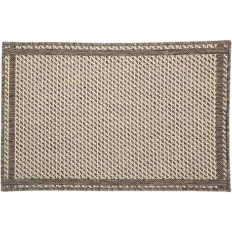 Tapis polypropylène motif grille 50x80 cm - Taupe - SILUMEN (1/3)