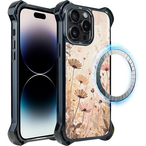 Coque ibizu DropGuard Ultra pour iPhone 14 Pro avec MagSafe, motif bohème et prairie fleurie (1/5)