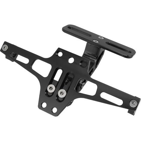 Support de Plaque Immatriculation de Moto, Support de Plaque Immatriculation de Moto Réglable en Alliage Aluminium CNC pour Moto ATV (Noir) (1/5)