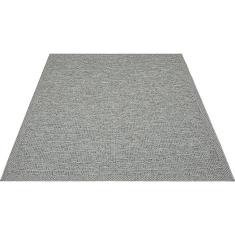 FLOORNOVO In- & Outdoor Teppich Grau Fischgrätmuster - 220 x 160 cm - Flachgewebe für Garten Balkon Terrasse und Innenbereich - Robust & Pflegeleicht - einsetzbar im Innen- und Außenbereich (1/2)