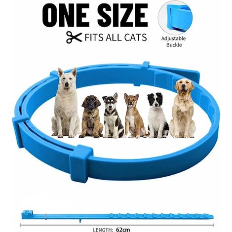 Collare antipulci e zecche regolabile e impermeabile per cani e gatti - Taglie piccola, media e grande - Confezione da 3 - ALTRO (1/3)