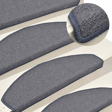 vidaXL Felpudos para escaleras 15 uds 65x24x4 cm Gris claro y azul Semicircular Grande (1/5)
