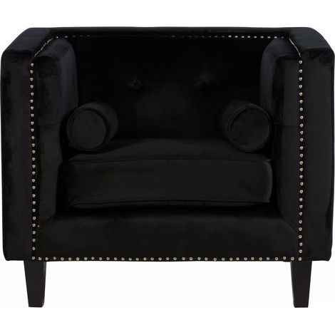 Interiors By Premier Comfortable Black Velvet Chair, Elegant Armchair For Bedroom, Robust Modern Armchair For Livingroom (1/5)
