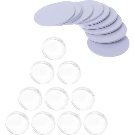 Lot de 10 cartes de change NFC215 de 25 mm avec 10 protections en plastique autocollantes rondes (1/4)