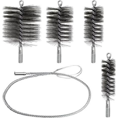 5-teiliges Kaminreinigungsbürsten-Set, Metallbürste, Pelletofen-Reinigungsset, Reinigung flexibler Lüftungskanäle, Ofenrohrreinigung und Rostentfernung (1/5)