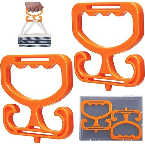Set of 2 plastic grocery bag holders, comfortable grip for carrying bags, buckets, shopping accessories, orange (1/4)