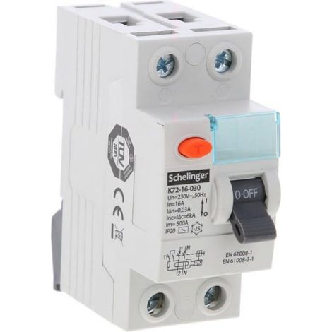Interruttore automatico differenziale AC 2P 16A 30mA Schelinger A03-K7-2-16-030