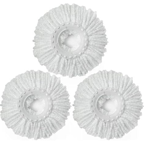 Trois têtes de balai de rechange pour le balai magique rotatif à 360°, pack de rechange pour balai en microfibre, rondes, taille universelle standard. (1/5)