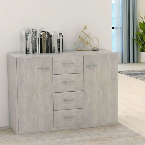 Aparador de madera contrachapada gris hormigón 88x30x65 cm (1/4)